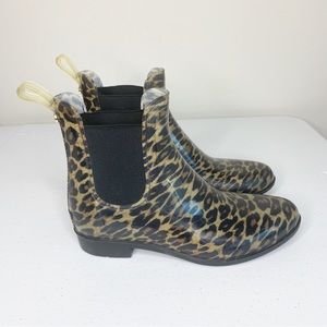 Sam Edelman Tinsley Leopard Print Rain Boots Black Brown Size 7